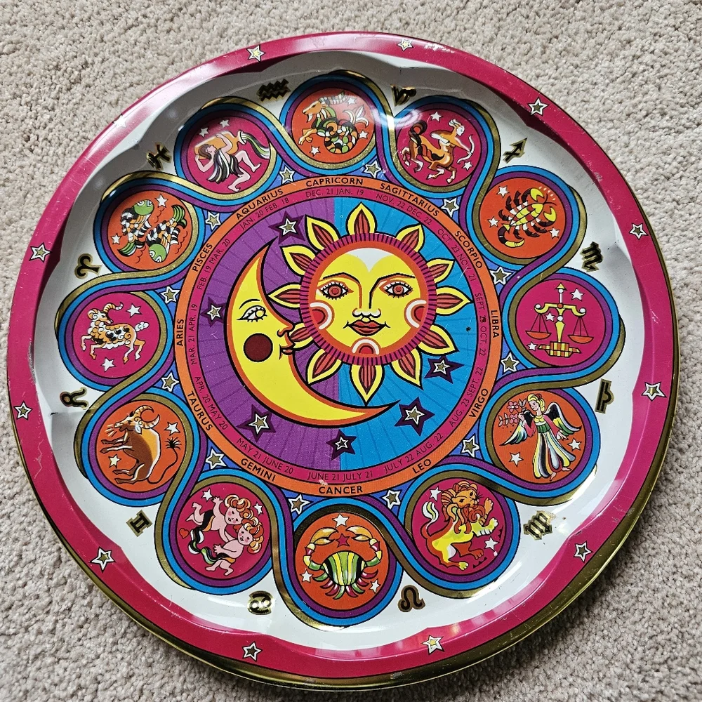 Vintage Zodiac Astrology Daher Tin Tray